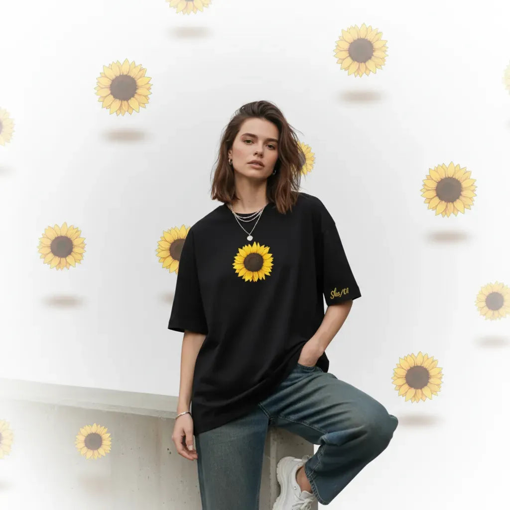 Sunflower print - Women Oversized T-Shirt