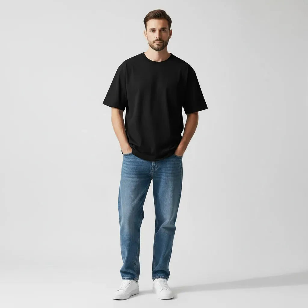 Plain Black - Men Oversized T-shirt