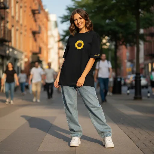 Sunflower print - Women Oversized T-Shirt