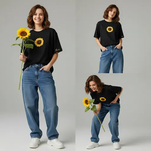 Sunflower print - Women Oversized T-Shirt
