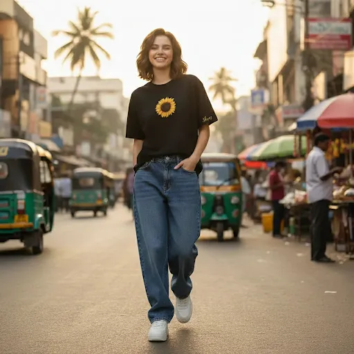 Sunflower print - Women Oversized Tee